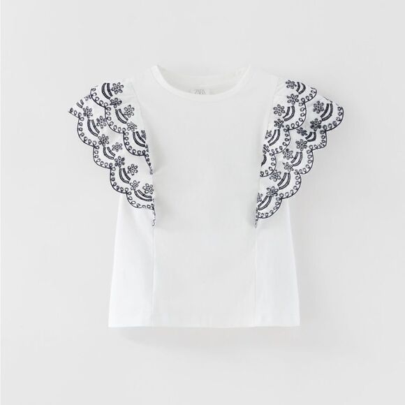 Zara EMBROIDERED SHIRT Girl  size 7 - Picture 1 of 9